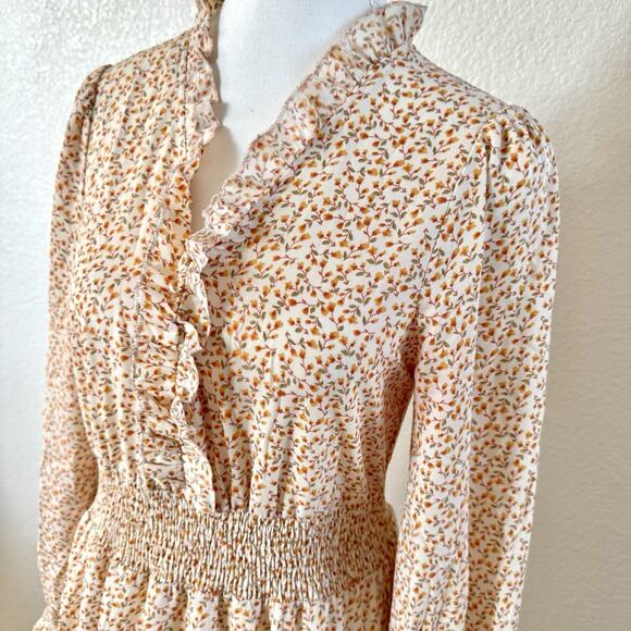 Lumiere URBAN OUTFITTERS Size Small Yellow Floral Spring Summer Mini Dress - Picture 6 of 14